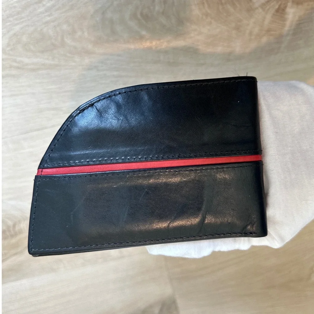 Rogue Industries Red Line Leather Front Pocket Wallet RFID Black Red Men's